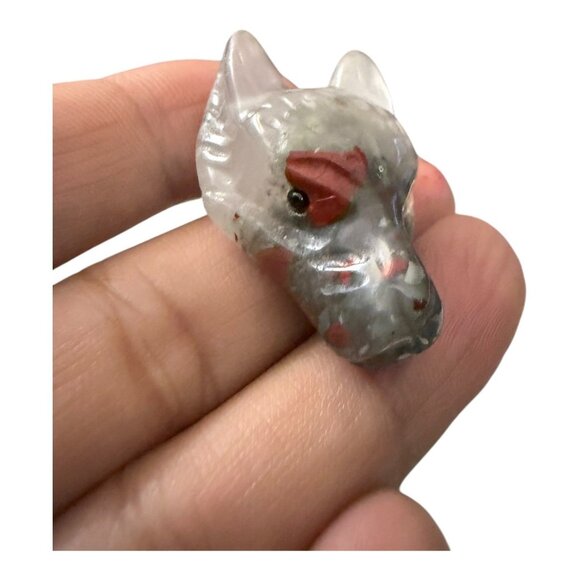 Handcrafted Bloodstone Wolf Necklace Upcycled Copper & Silver Statement Jewelry - Picture 3 of 15